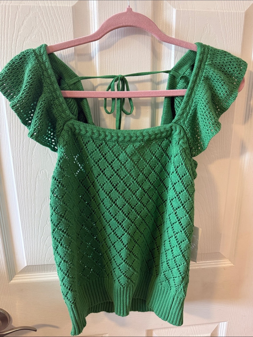 NWT- JUST IN TIME FOR FALL! Green Knit Tie-Back Womens Top